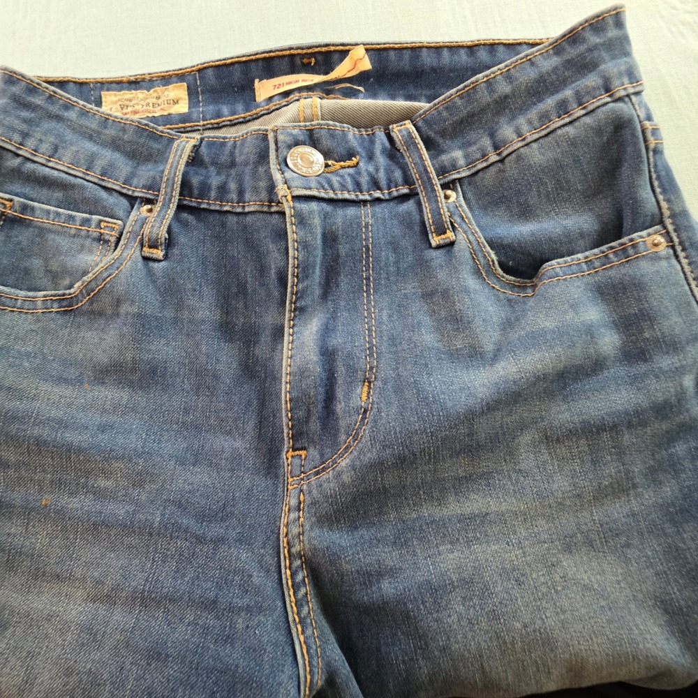 Levis Premium 721 High Rise Skinny Jeans Blue Denim W25 L30 18882-0186